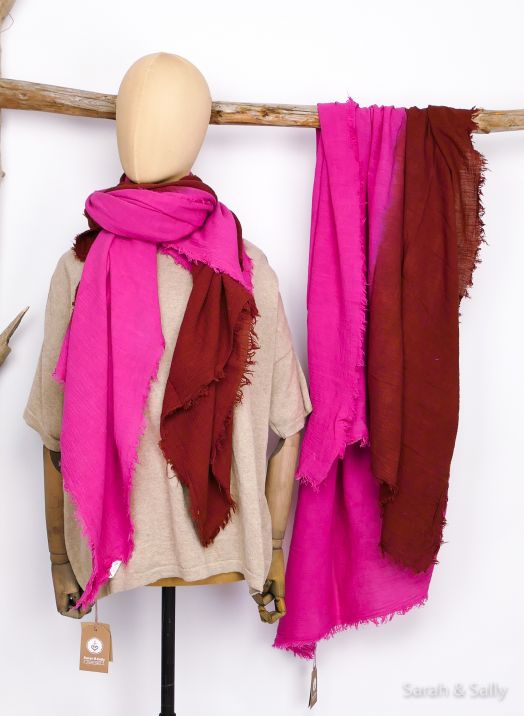BW Schal: Großes Tuch Zweifarbig Pink